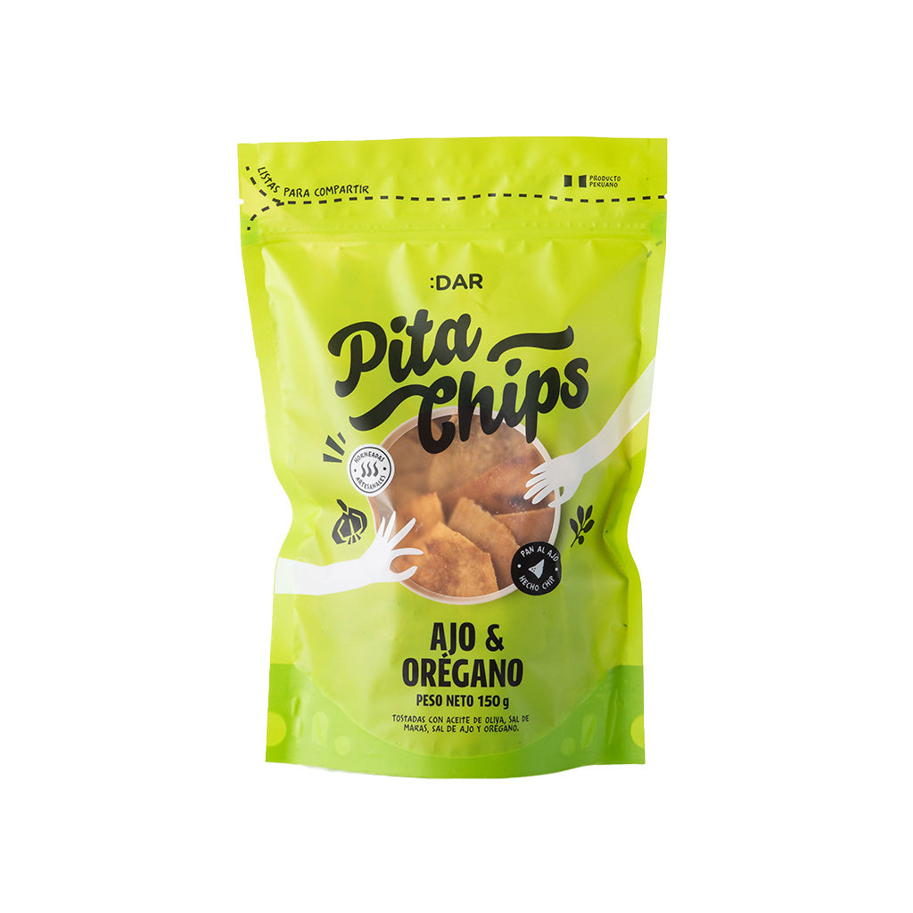 Pita chips con ajo y orégano - 150 g