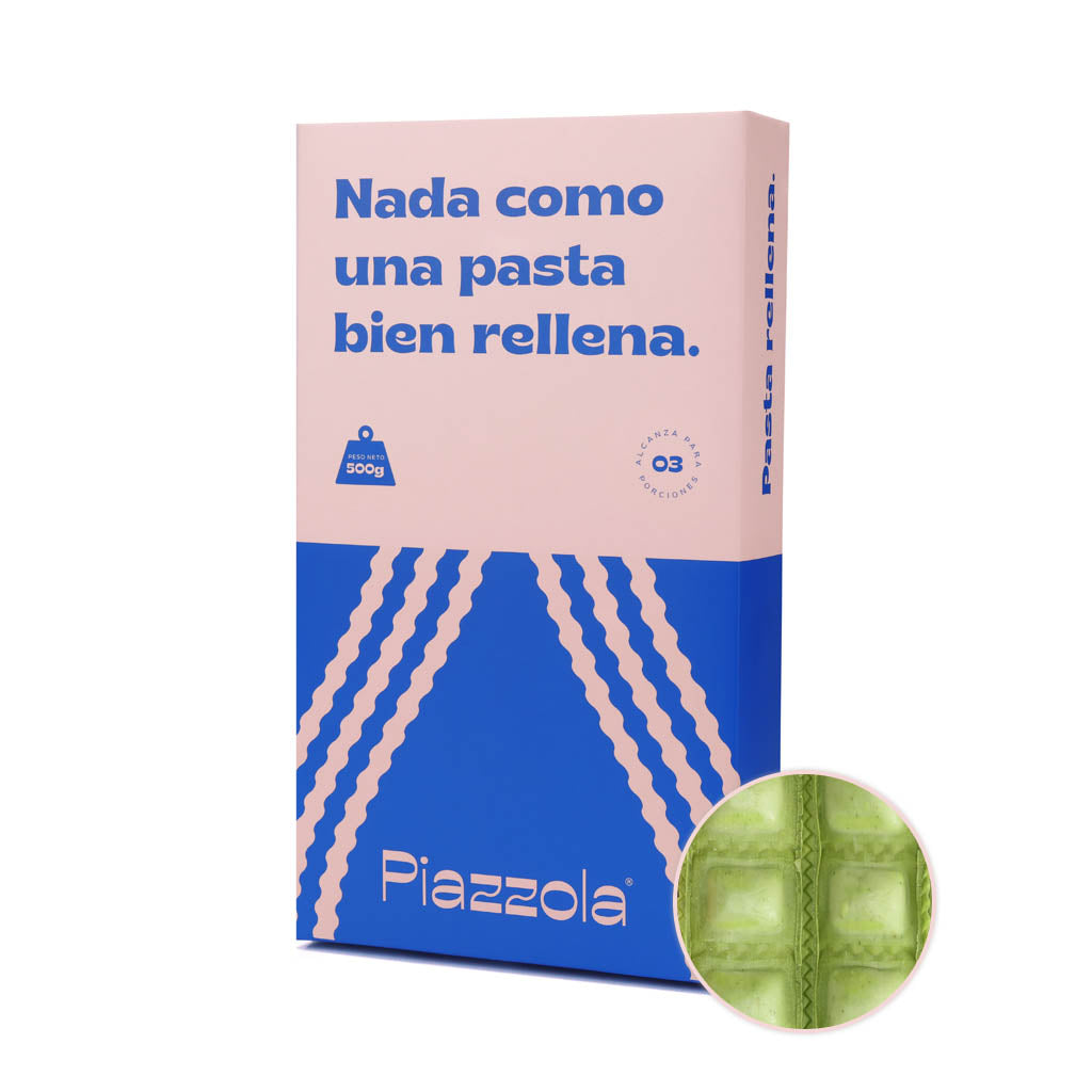 Ravioles rellenos de carne en pasta de espinaca - 500 g (3 porciones)